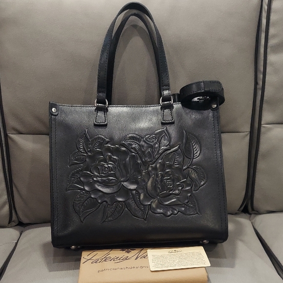 Patricia Nash Handbags - PATRICIA NASH Rose Tooled Tote Black
